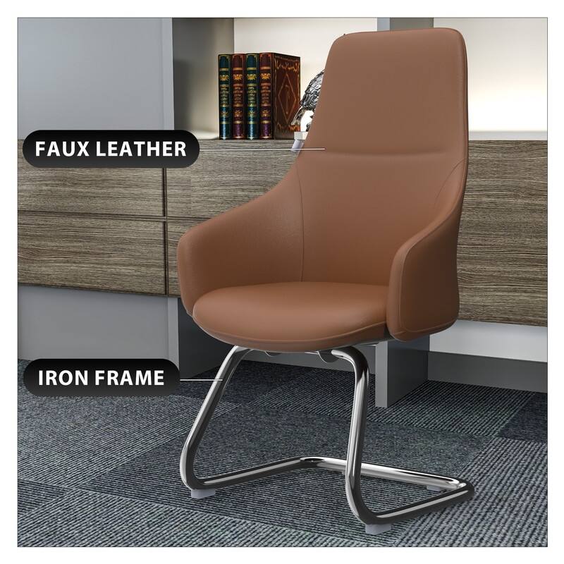 Celeste Modern Leather Office Chair with Iron Frame, Fixed Armrests, Foam Padding, Easy-Clean Upholstery & Quick Assembly