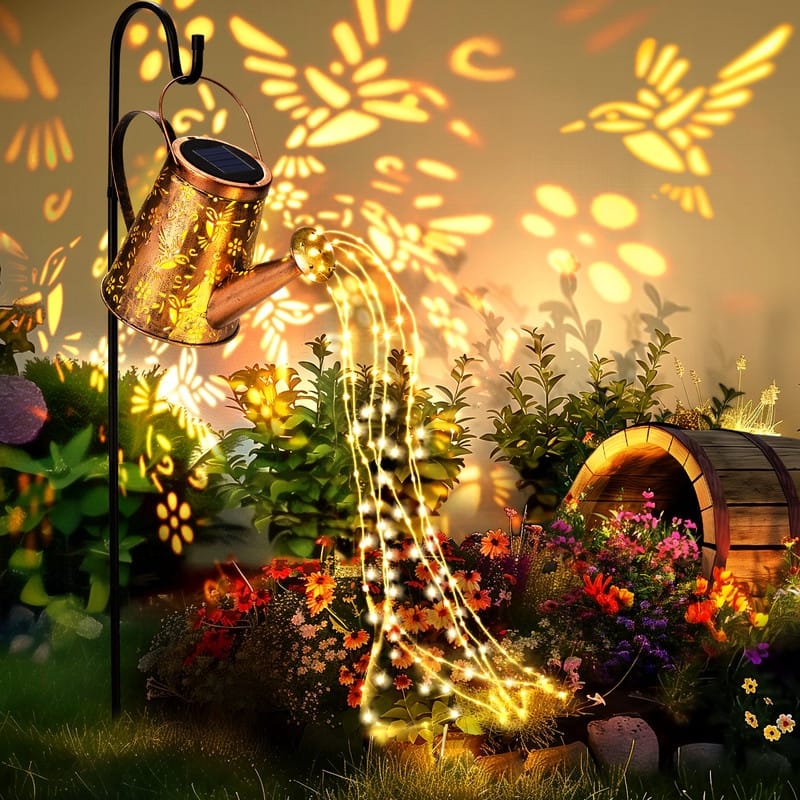 Solar Powered Single Watering Can Light, Weatherproof Outdoor Garden Decor - 1 Pack - Gold
