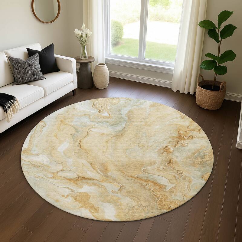 Premium Washable Super Soft Abstract Chic Mayfield Rug - Gold - 8' x 8'