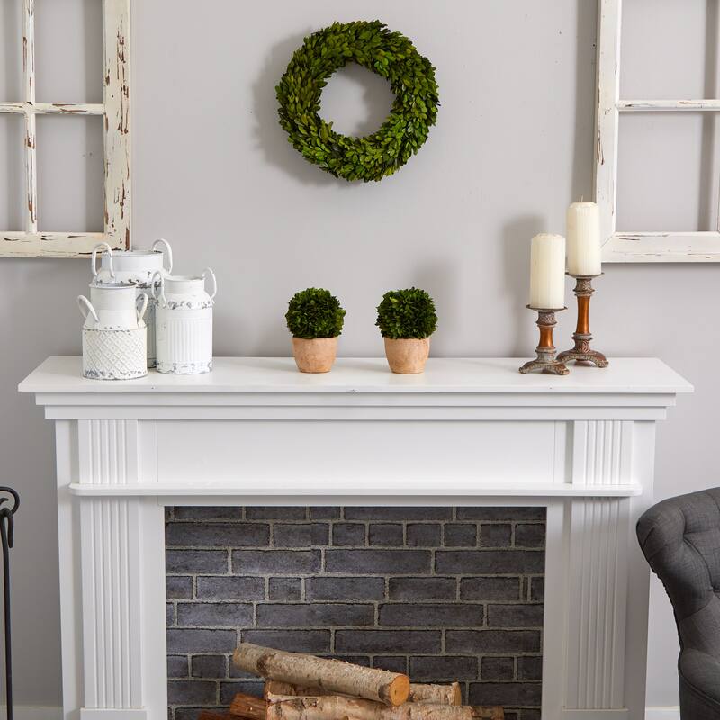 Preserved Boxwood Artificial Wreath, 14-Inch, Unlit