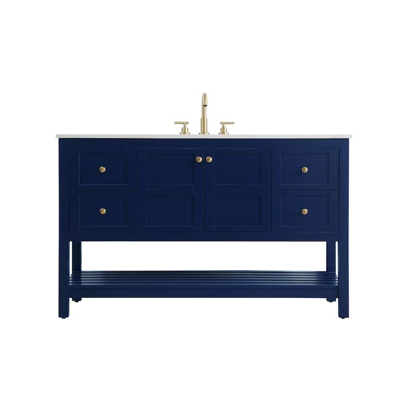Elegant Lighting VF16454 Theo 54" Free Standing Single Basin Vanity - Blue
