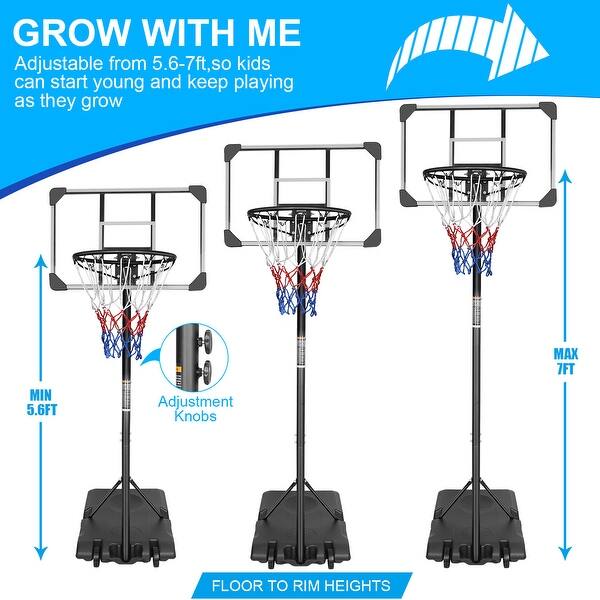 dimension image slide 4 of 11, Adjustable Basketball Hoop for Teens, Portable Basketball Goal with 28" Backboard and Wheels, Indoor Outdoor Use
