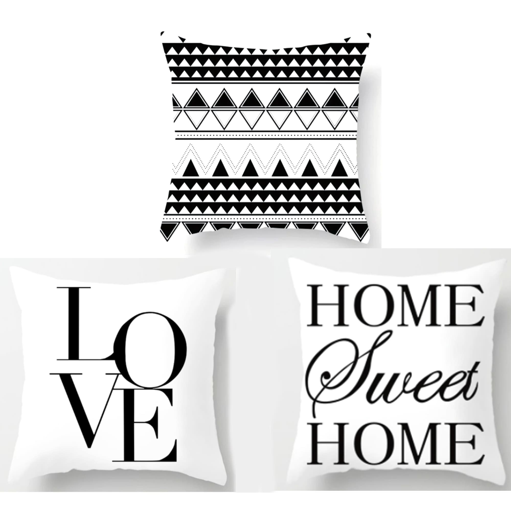 black and white throw pillow set