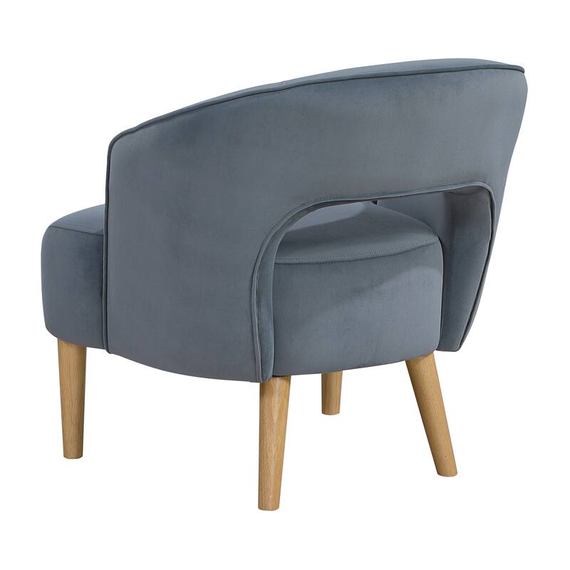 Elise 26" Velvet Accent Chair - Light Walnut Finish Solid Wood Legs