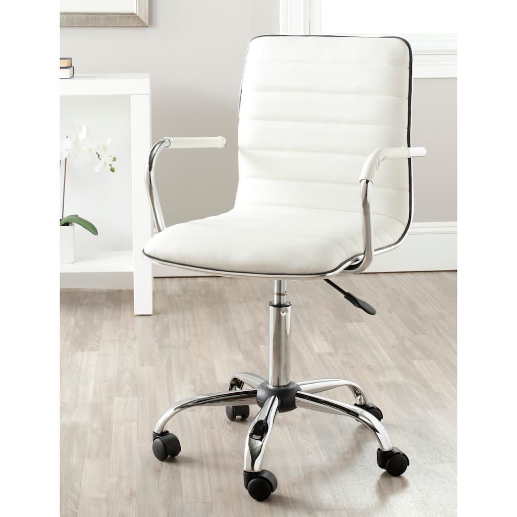 SAFAVIEH Kendra White Adjustable Height Office Desk Chair - 22.4" x 19.9" x 35.9" - 22.4" x 19.9" x 35.9" - 22Wx23Dx40H