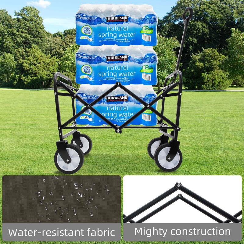 Multi-Use Foldable Wagon w/ 3 Liner Bags,Heavy Duty Beach Camping Cart
