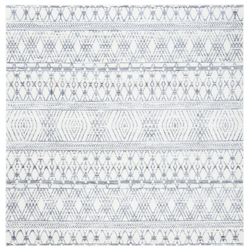 SAFAVIEH Tulum Gali Moroccan Boho Rug - 6'7" Square - Ivory/Grey