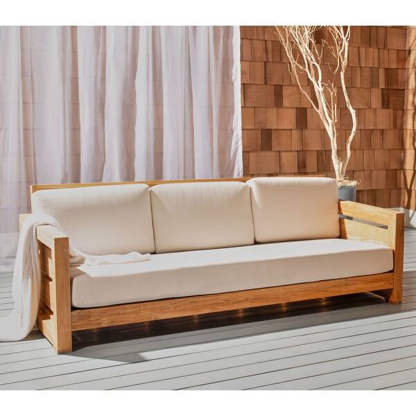 Shop Safavieh Couture Guadeloupe Outdoor Teak 3 Seat Sofa
