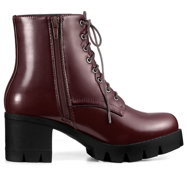 burgundy military boots