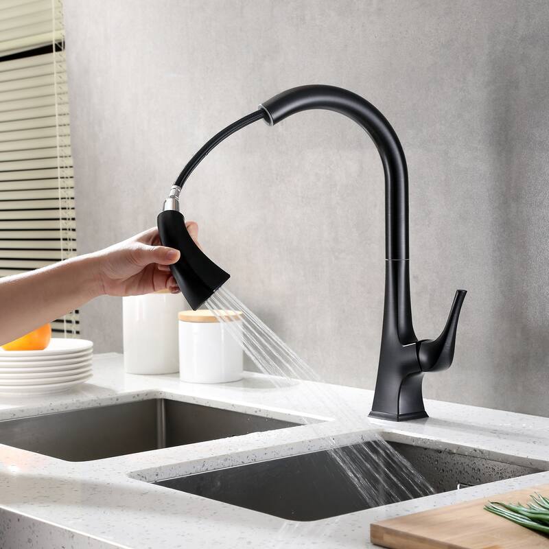 Luxier KTS20 Single Handle Pull Down Sprayer Kitchen Faucet