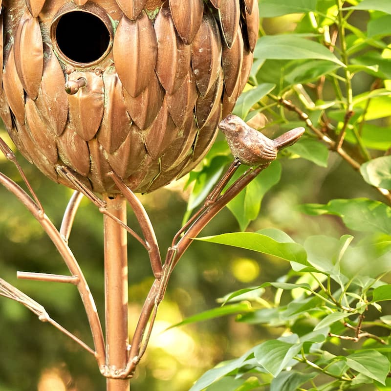 Pinecone Shaped Copper Birdhouse Stake