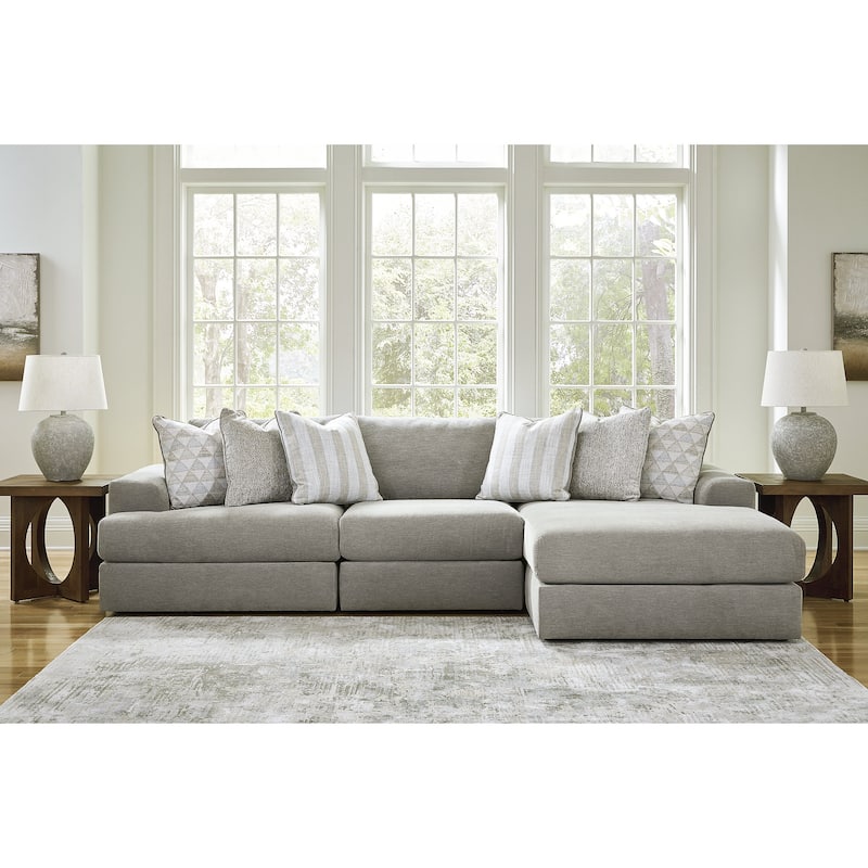 Signature Design by Ashley Avaliyah Gray 3-Piece Sectional with Chaise - 127" W x 68" D x 37" H