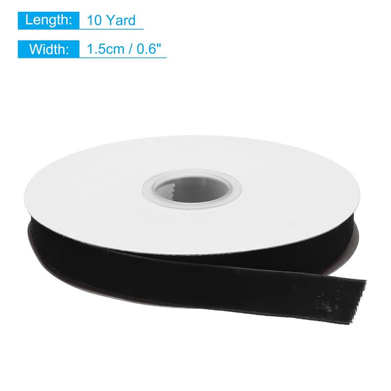 Velvet Ribbon 1 1/2 Inch Single Face Spool Silky for DIY Crafts - Black - 5/8 Inch x 10 Yard