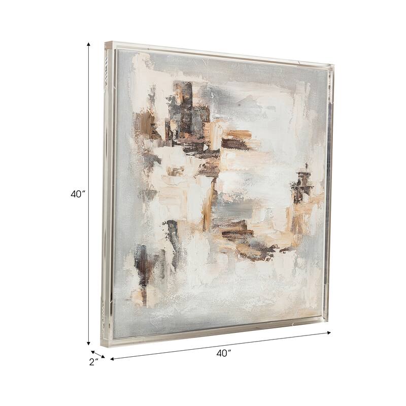 Canvas Wall Art Wood Frame Abstract Textured Modern Decor - 40" Multi