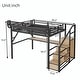 preview thumbnail 7 of 26, Loft Bed with Desk and Charging Station, Metal Loft Bed with Stairs and Light for Kids and Teens