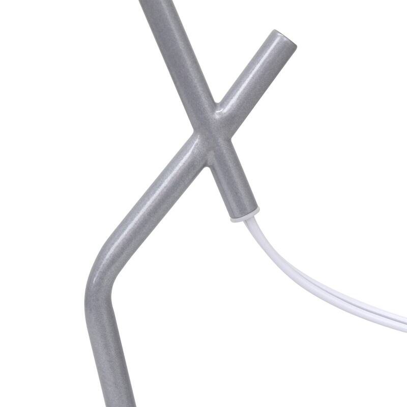 Abstract Table Lamp with White Drum Shade - 17" - Silver