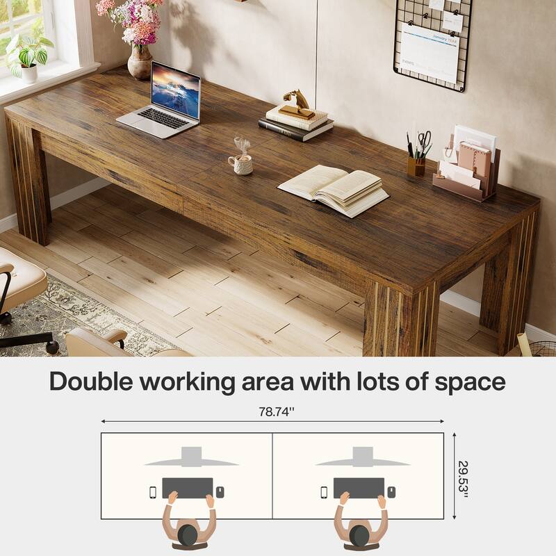 78.7-Inch Extra Long Computer Desk for 2 Person
