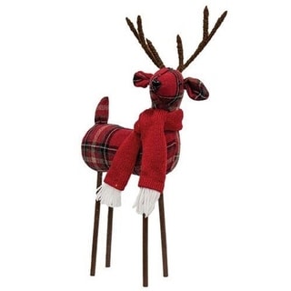 Christmas Plaid Standing Deer - Red/Black - 8