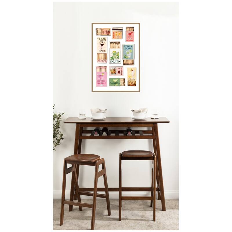 Kate and Laurel Matchboxes Drinks by Honey Island Studio Framed Canvas Wall Art Print