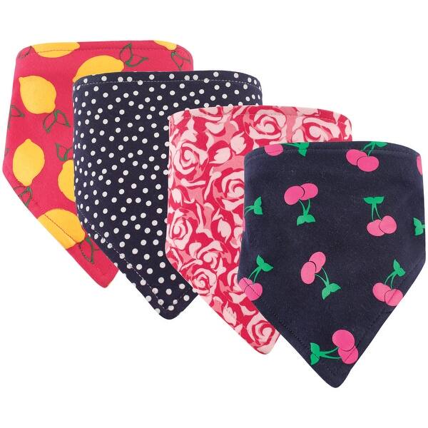 slide 1 of 1, Hudson Baby Infant Girl Cotton Bandana Bibs 4pk, Cherry, One Size - Cherry - One Size