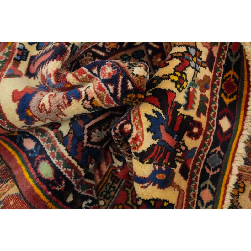Hand Knotted Oriental 100% Wool Carpet Traditional Geometric Multi-Colored Bakhtiari Area Rug - 9' 1'' X 7' 0''