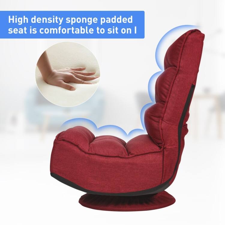 360-Degree Swivel Floor Chair with Foldable Design and Adjustable Backrest