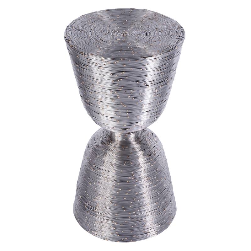 Angelo Drum End Table - Polished Silver