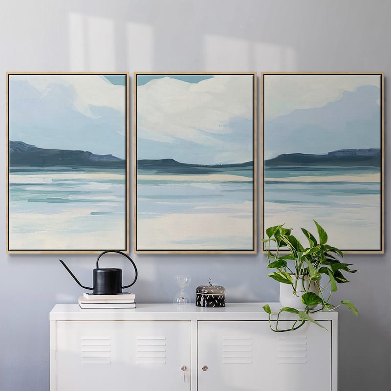 Cream Coastline II - Multi Piece Framed Canvas