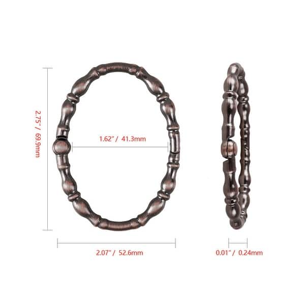 dimension image slide 5 of 6, Utopia Alley Shower Rings, Oval Shape Shower Curtain Rings for Bathroom, Rustproof Zinc Shower Curtain Hooks Rings, Set of 12