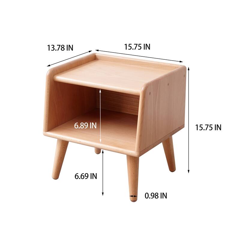 Christopher Knight Home - Elska Solid Beech Nightstand with Open Storage and Rounded Edges