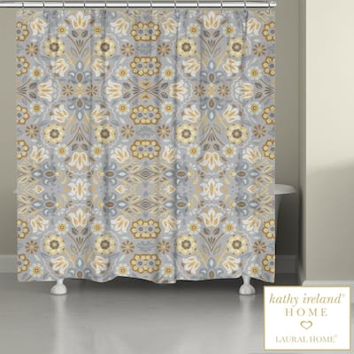 kathy ireland® HOME Indochine Gray Shower Curtain by Laural Home