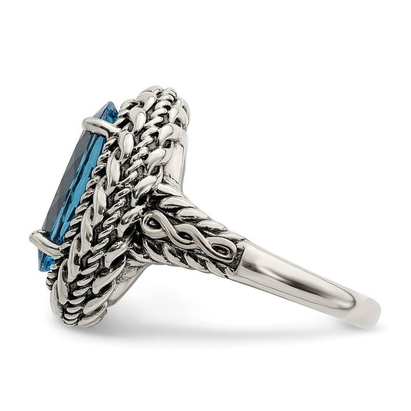 Curata 925 Sterling Silver With 14k Blue Topaz Ring