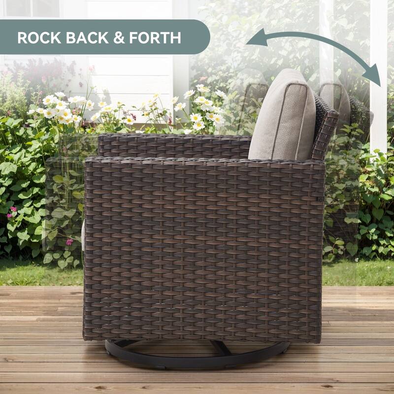 Gymojoy 9 Piece Wicker Outdoor Patio U-shaped feet Conversation Set Group , Include Fire Pit Table