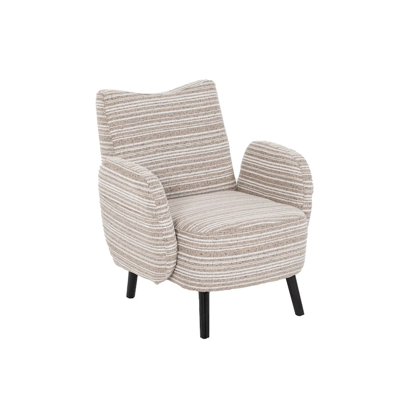 Boucle Upholstered Lounge Armchair, Reading Chair with Side Storage Pocket, Single Sofa Chair with Solid Wood Legs
