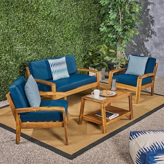 Grenada 4-pc. Outdoor Wood Chat Set by Christopher Knight Home
