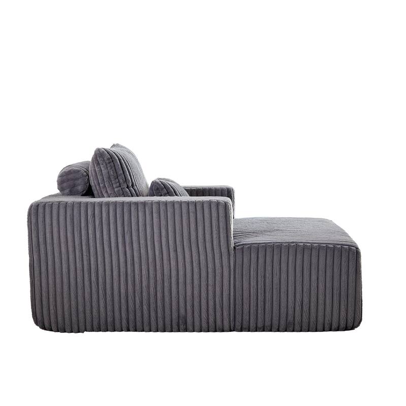 Oversized Corduroy Lounge Chair with Pillow Support - Sofa, Sleeper Couch, Chaise, Ottoman Bench