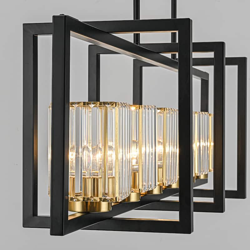 6-Light Modern Industrial Linear Crystal Kitchen Island Pendant Light - 43.3"