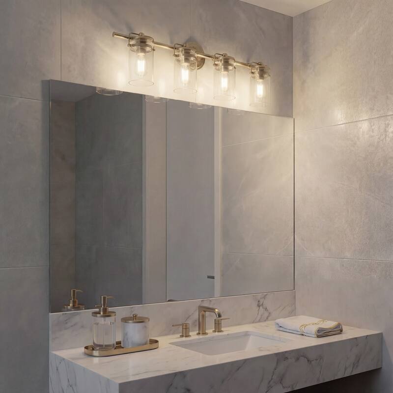 Kichler Lighting Brinley 32.5 in. 4-Light Champagne Bronze Vanity Light with Clear Glass Shade