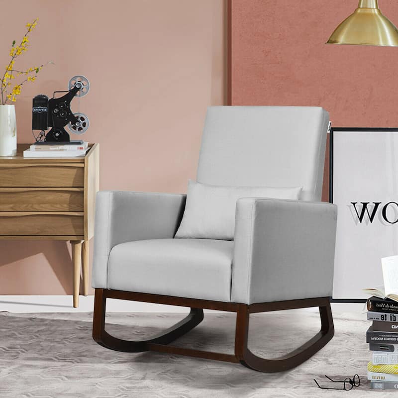 Gymax 2-in-1 Fabric Upholstered Rocking Chair Nursery Armchair with - See Details