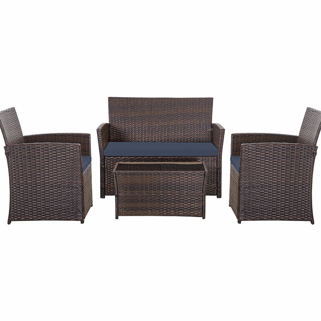 Durable Outdoor Sectional Sofa Set with Cushions & PE Rattan