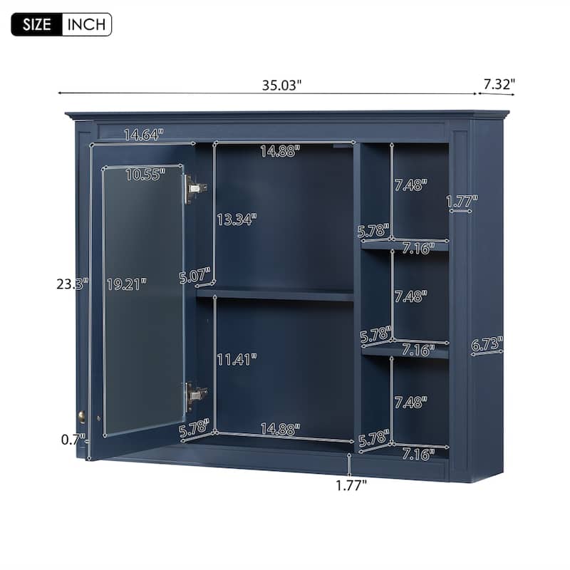 35'' x 27.5'' Medicine Cabinet,Wall Mounted Bathroom Storage Cabinet