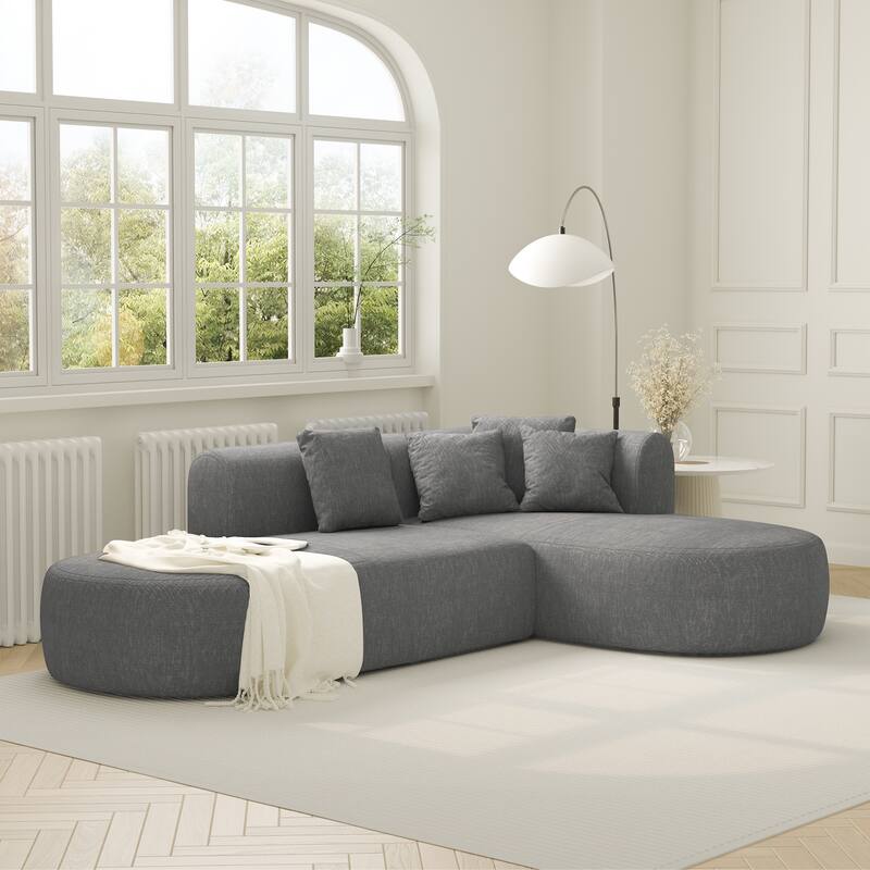 Christopher Knight Home - Mirod Stylish Curved Corner Sofa with Wide Stitching and Plush Cushions for Ultimate Relaxation
