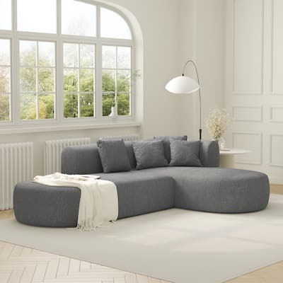 Christopher Knight Home - Mirod Stylish Curved Corner Sofa with Wide Stitching and Plush Cushions for Ultimate Relaxation