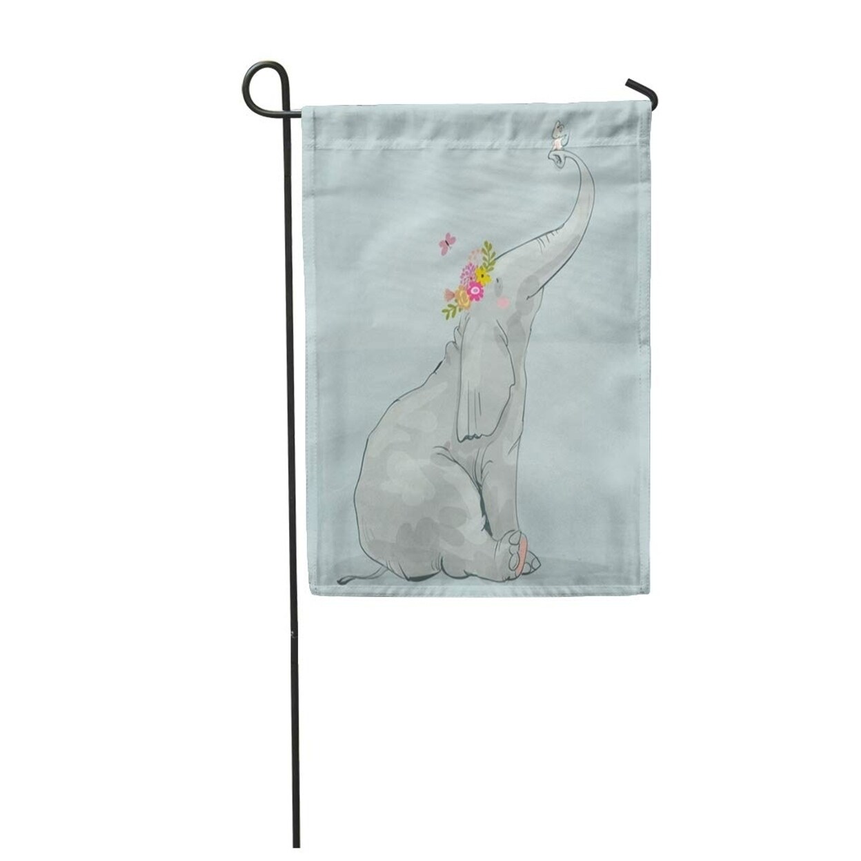 Pink Drawing Cute Cartoon Elephant With Little White Mouse Funny Friendship Kids Garden Flag Decorative Flag House Overstock Pink Drawing Cute Cartoon Elephant With Little White Mouse Funny Friendship Kids Garden Flag Decorative Flag House Overstock