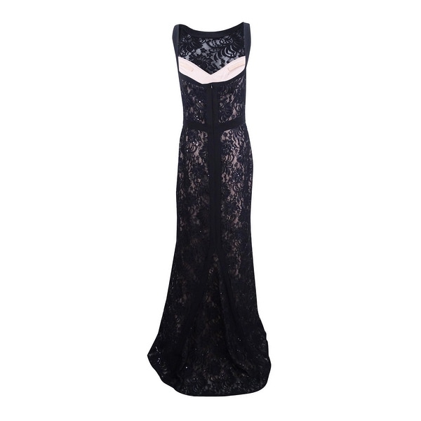 nightway illusion sequined lace gown