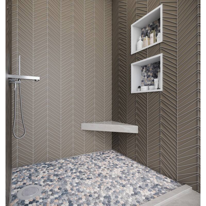 Penny Rounds 11 in. x 11 in. Honed Marble Mesh-Mounted Mosaic Wall and Floor Tile