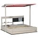 preview thumbnail 12 of 20, Wooden Kids Sandbox with Cover, Children Outdoor Sand Box with Foldable Bench Seats, Adjustable Canopy, Bottom Liner Red+Brown