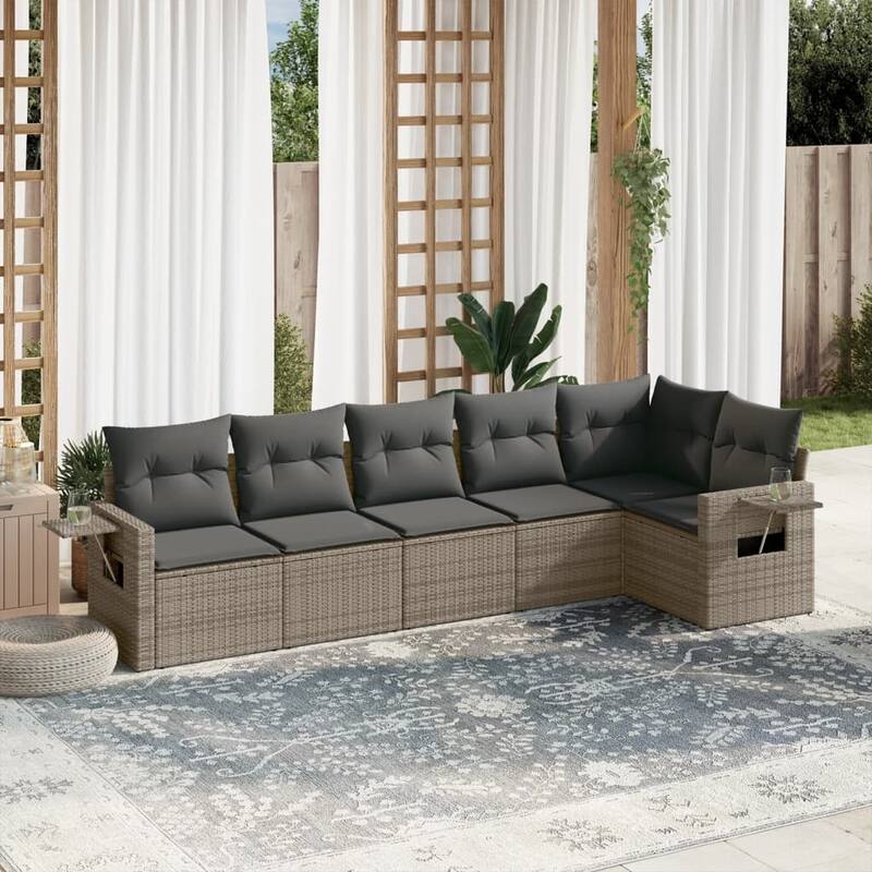 vidaXL Patio Sofa Set with Cushions Outdoor Conversation Furniture Poly Rattan