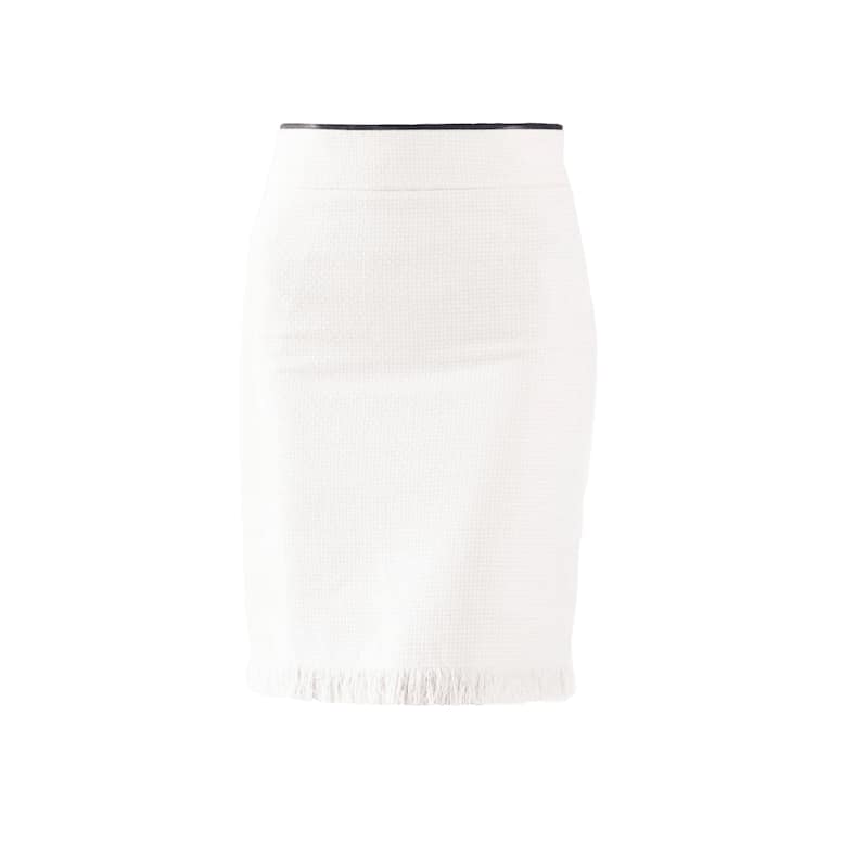 Luxe White Mini Tweed Skirt - XS