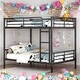 preview thumbnail 1 of 6, [Save Space or Split Into 2 Beds] Full Over Full Metal Bunk Bed Black